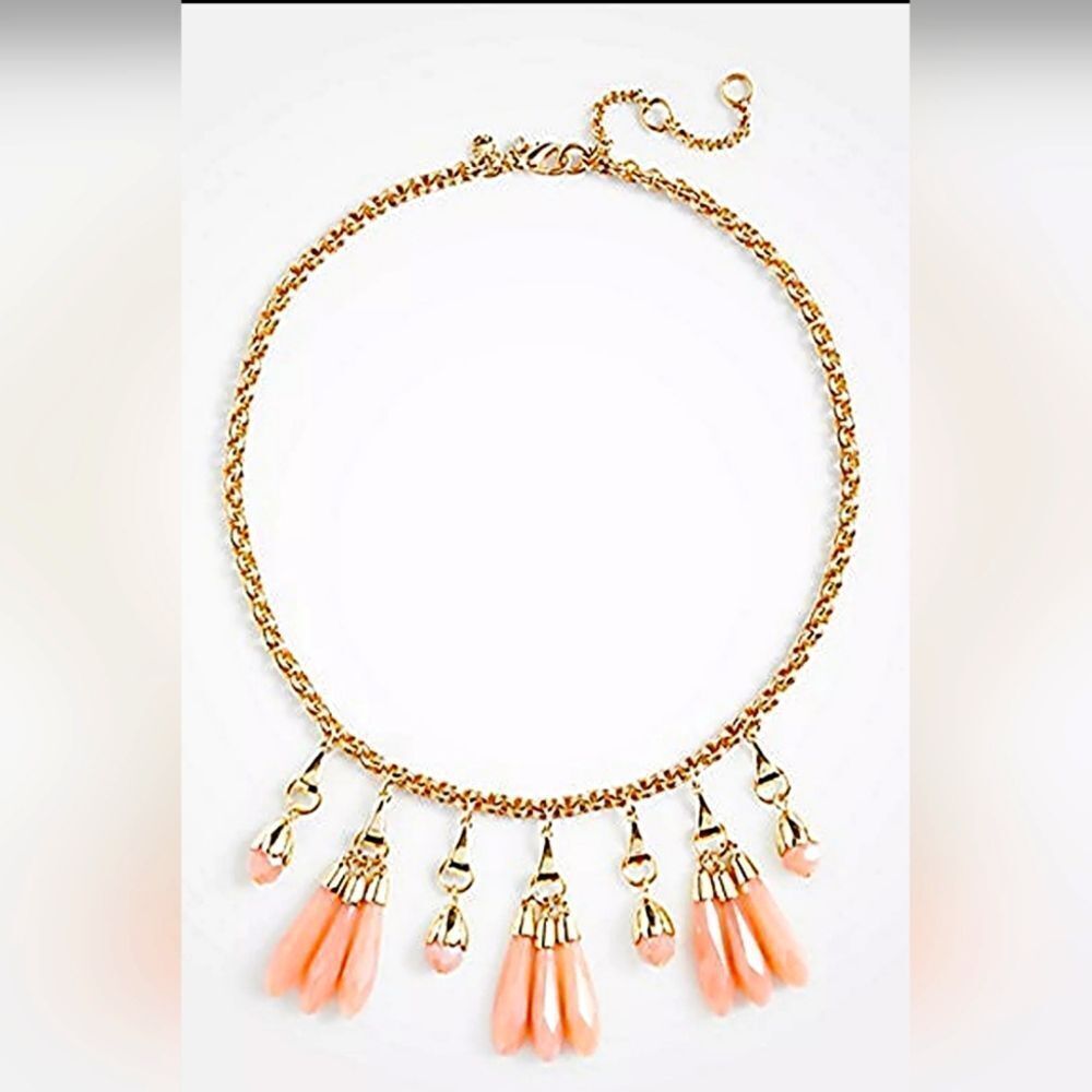ANN TAYLOR LINEAR STONE STATEMENT FROSTED ROSE NECKLACE NWT 18"-2"